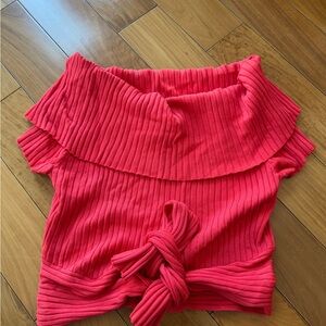 BCBG Red Off-Shoulder crop Top